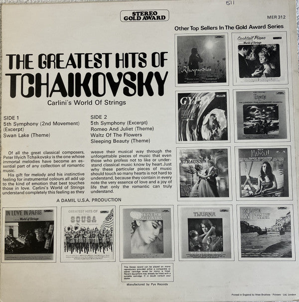 Carlini's World Of Strings : The Greatest Hits Of Tchaikovsky (LP)