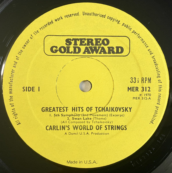 Carlini's World Of Strings : The Greatest Hits Of Tchaikovsky (LP)