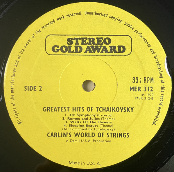 Carlini's World Of Strings : The Greatest Hits Of Tchaikovsky (LP)
