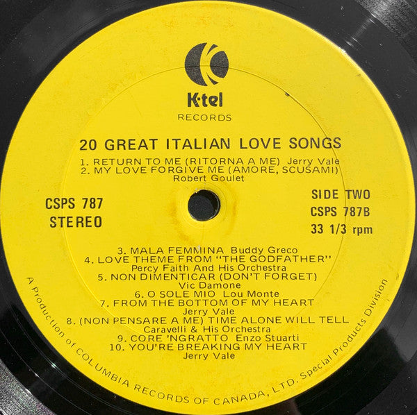 Various : Great Italian Love Songs (LP, Comp)