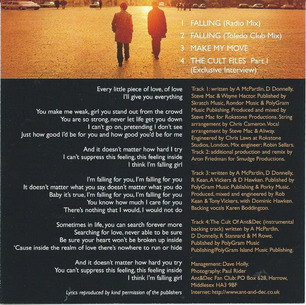 Ant & Dec : Falling (CD, Single, Ltd)