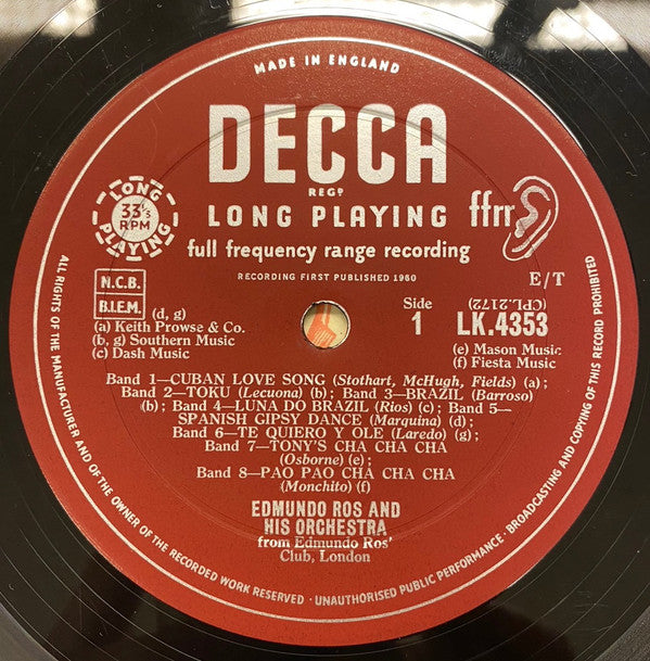 Edmundo Ros & His Orchestra : Dancing With Edmundo (LP, Album, Mono, Gat)