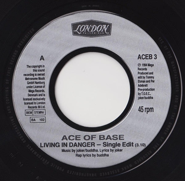 Ace Of Base : Living In Danger (7", Single, Lar)