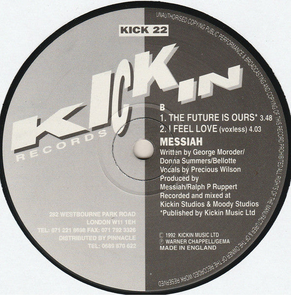 Messiah : I Feel Love (12")
