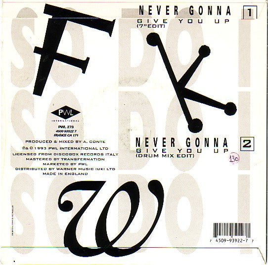 FKW (2) : Never Gonna (Give You Up) (7")