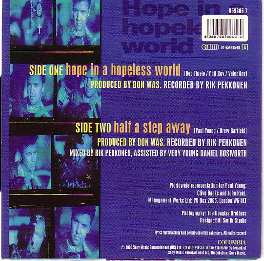 Paul Young : Hope In A Hopeless World (7", Single)