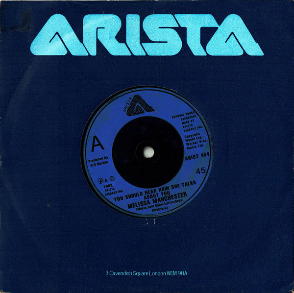 Melissa Manchester : You Should Hear How She Talks About You (7", Single, Blu)