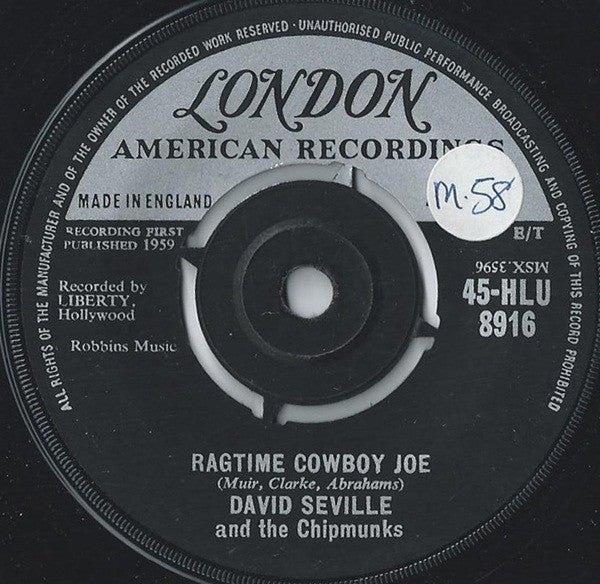 David Seville And The Chipmunks : Ragtime Cowboy Joe (7", Single, 4 P)