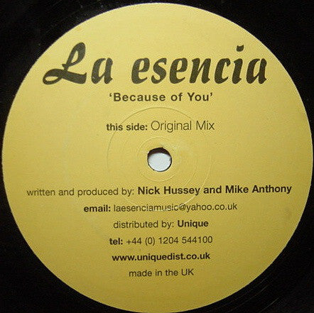La Esencia : Because Of You (12")