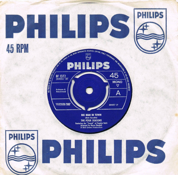 The Four Seasons Featuring The "Sound" Of Frankie Valli : Big Man In Town (7", Single, Mono, Pus)