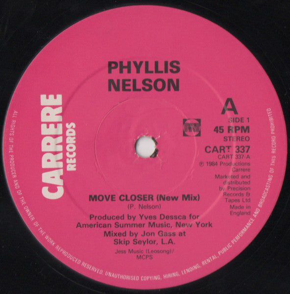 Phyllis Nelson : Move Closer (12", Single)