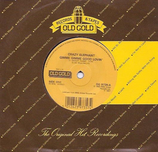 Crazy Elephant, John Fred And His Playboy Band* : Gimme Gimme Good Lovin' / Judy In Disguise ( With Glasses) (7")