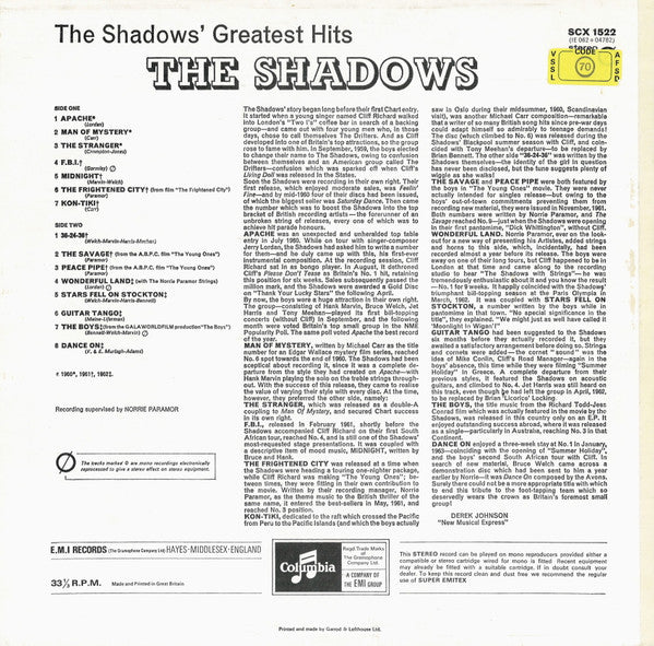 The Shadows : The Shadows' Greatest Hits (LP, Comp, RE)