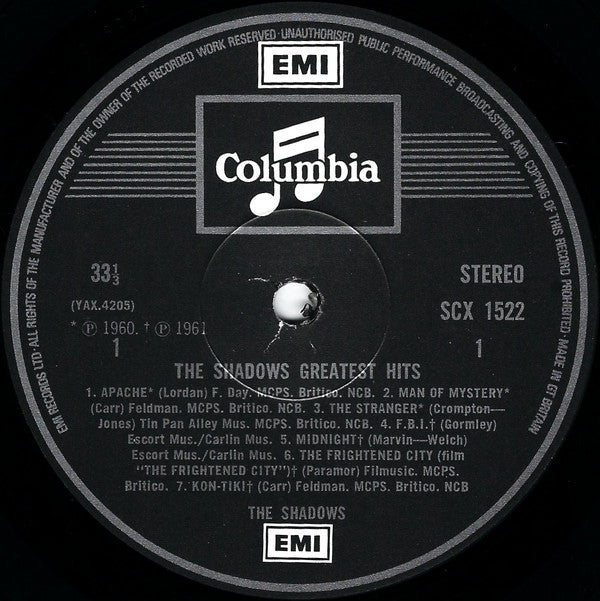 The Shadows : The Shadows' Greatest Hits (LP, Comp, RE)