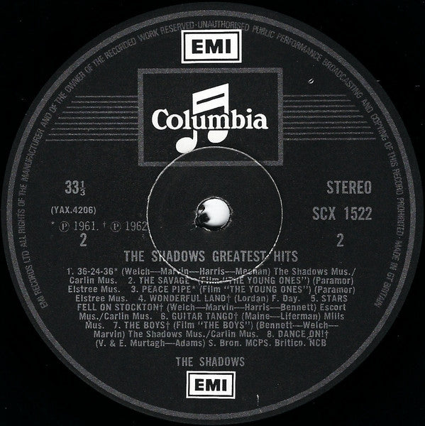 The Shadows : The Shadows' Greatest Hits (LP, Comp, RE)