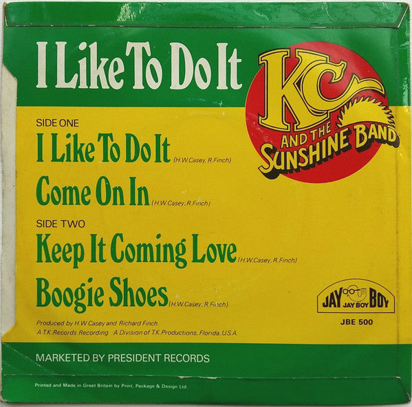KC & The Sunshine Band : I Like To Do It  (7", EP)