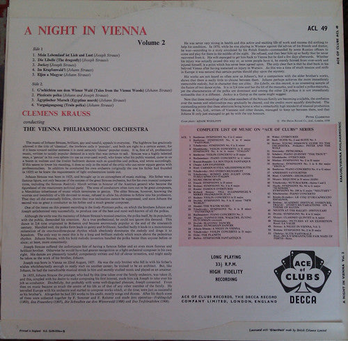 Johann Strauss*, Joseph Strauss*, Clemens Krauss, Vienna Philharmonic Orchestra* : A Night In Vienna - Volume 2 (LP, Mono)