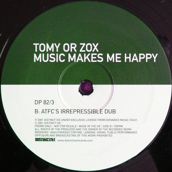 Tomy Or Zox : Music Makes Me Happy (12", Promo)