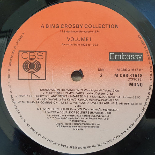 Bing Crosby : A Bing Crosby Collection - Volume I (LP, Comp, Mono)