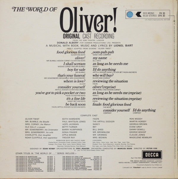 Lionel Bart - "Oliver!" Original London Cast : The World Of Oliver  (LP, Album, RE)
