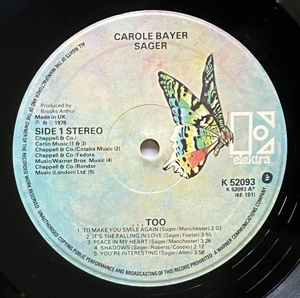 Carole Bayer Sager : ...Too (LP, Album)