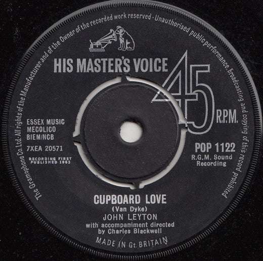 John Leyton : Cupboard Love (7", Single, RE, RP)