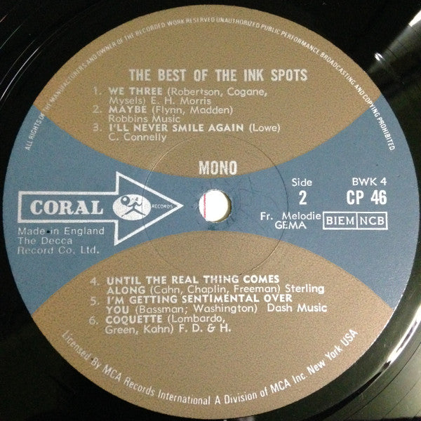 The Ink Spots : The Best Of The Ink Spots (LP, Comp, Mono)