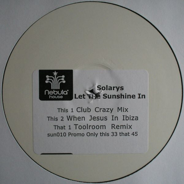 Solarys : Let The Sunshine In (12", Promo, W/Lbl)