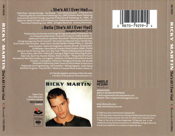 Ricky Martin : She's All I Ever Had (CD, Single)