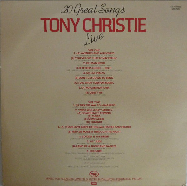 Tony Christie : Live (LP, Album)