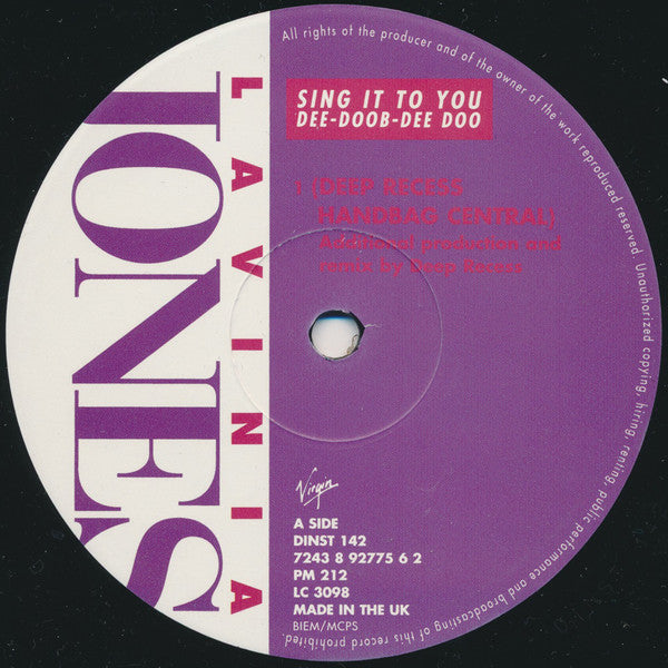 Lavinia Jones : Sing It To You (Dee-Doob-Dee Doo) (12", Single)