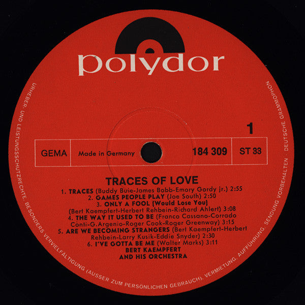 Bert Kaempfert & His Orchestra : Traces Of Love (LP, Album)