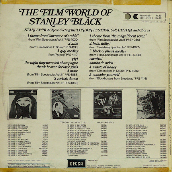 Stanley Black Conducting The London Festival Orchestra And London Festival Chorus : The Film World Of Stanley Black (LP, Album)