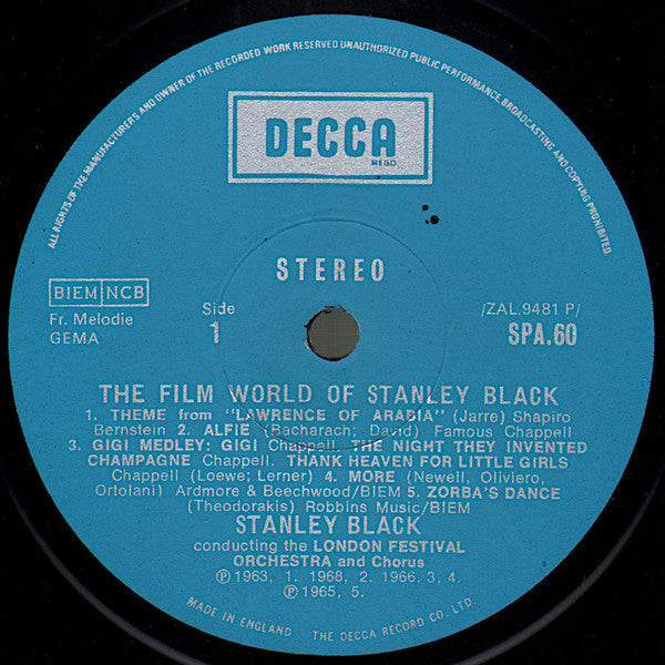 Stanley Black Conducting The London Festival Orchestra And London Festival Chorus : The Film World Of Stanley Black (LP, Album)