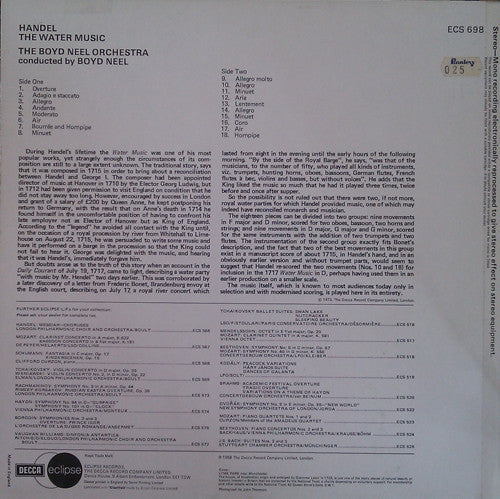 Georg Friedrich Händel, Boyd Neel, The Boyd Neel Orchestra : The Water Music (LP)