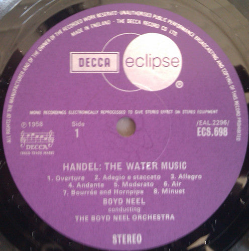 Georg Friedrich Händel, Boyd Neel, The Boyd Neel Orchestra : The Water Music (LP)