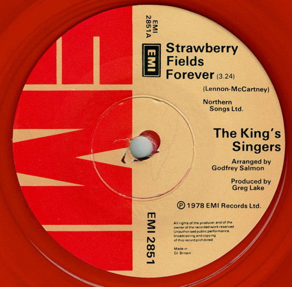 The King's Singers : Strawberry Fields Forever (7", Single, Red)
