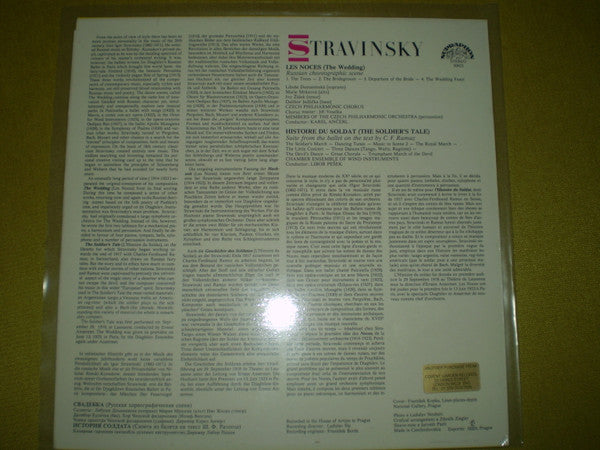 Igor Stravinsky, Czech Philharmonic Chorus Conductor: Karel Ančerl, Komorní Harmonie Conductor: Libor Pešek : Les Noces - Histoire Du Soldat (LP, Album, RP)