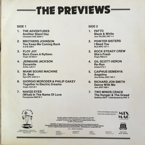 Various : August 84 Previews (LP, Comp)