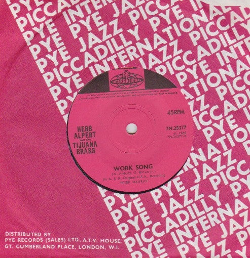 Herb Alpert & The Tijuana Brass : The Work Song (7", Single, Sol)