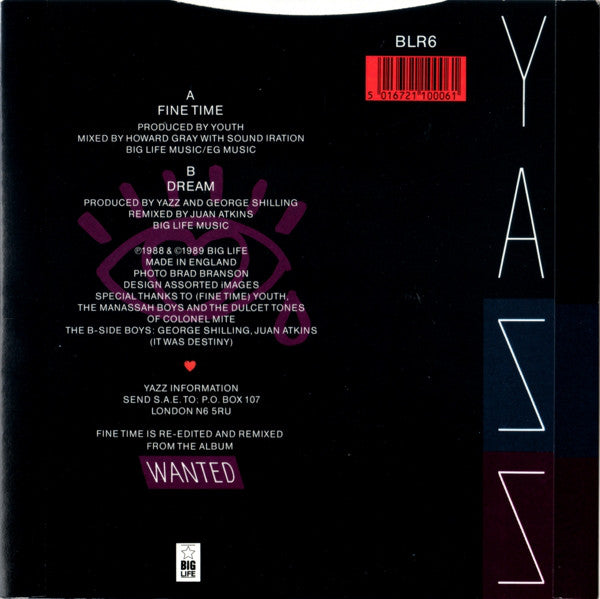 Yazz : Fine Time (7", Single, Orl)