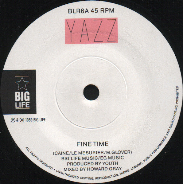 Yazz : Fine Time (7", Single, Orl)