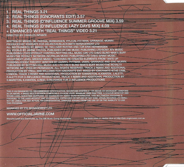 Javine : Real Things (CD, Single, Enh)