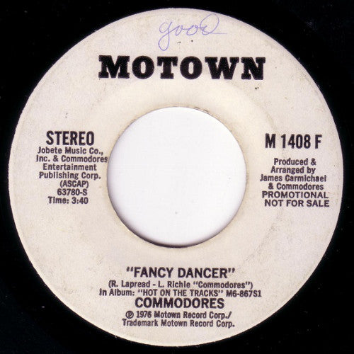 Commodores : Fancy Dancer  (7", Mono, Promo)