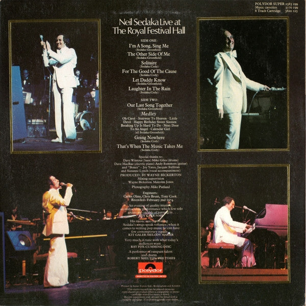 Neil Sedaka With Royal Philharmonic Orchestra : Live At The Royal Festival Hall (LP)