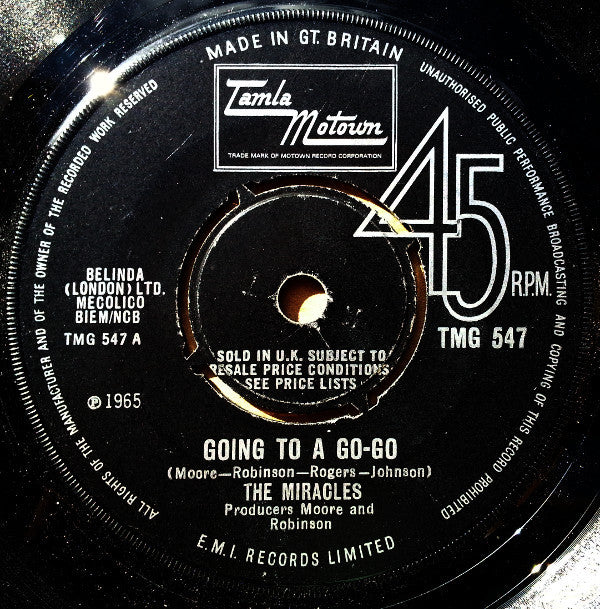 The Miracles : Going To A Go-Go (7", Single, 4-P)
