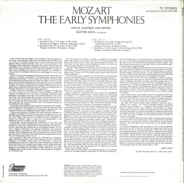 Wolfgang Amadeus Mozart : The Early Symphonies (LP)