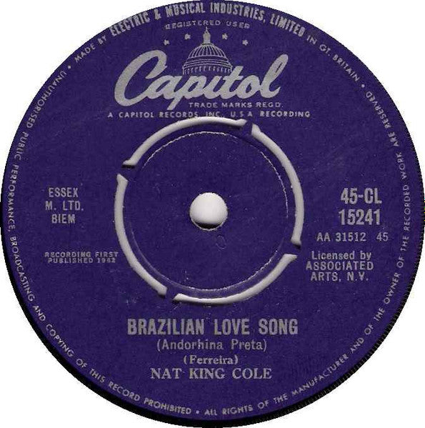 Nat King Cole : Brazilian Love Song / I Would Do Anything For You (7", Single)