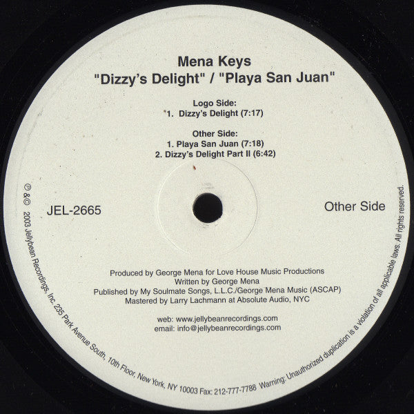 Mena Keys : Dizzy's Delight / Playa San Juan (12")