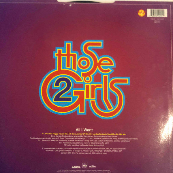 Those 2 Girls : All I Want (12", Single)